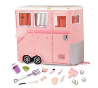 Our Generation - Ensemble de remorques pour chevaux - Cheval rose Trailer - Jouets pour chevaux et articles de pansage - Accessoires pour poupées de 46 cm - Jouer à faire semblant - 3 ans et +