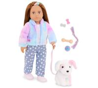 Our Generation - Skylar et Bow - Ensemble poupée et Chiot de 46 cm - Peluche Chien Arc-en-Ciel - Accessoires pour Animaux de Compagnie - Jouer à Faire Semblant - Jouets pour Enfants de 3 Ans et +
