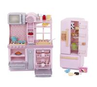 Our Generation - Frigidaire Rose et kit de Cuisine - Cuisine et Aliments factices - Accessoires pour poupées de 46 cm - Jeu imaginatif - 3 Ans et +