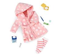 Our Generation Good Night, Sleep Tight Outfit - Tenue Essentielle du Coucher avec Peignoir imprimé cœur pour poupées de 45,7 cm - Ensemble de vêtements et d'accessoires 10 pièces pour soirée Pyjama