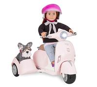 Our Generation Kit de Jeu de véhicule, Casque et Side-Car, Accessoires de poupée de 46 cm, Jeu de rôle, Jouet pour Enfants à partir de 3 Ans, Scooter avec Side-Car