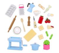 Our Generation Lot de 24 pâtes avec machine à pâtes, machine à café et accessoires - Accessoires pour poupées de 46 cm