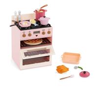 Our Generation Make & Bake, Fourneau Double pour poupée 46 cm | Comprend 25 pièces au total, avec lumières, sons réalistes, 2 grilles amovibles et accessoires de cuisson, 3 ans et +