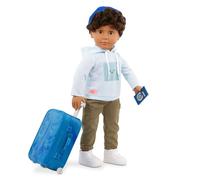 Our Generation Poupée garçon Milo 46 cm – Yeux noisette, cheveux bruns bouclés, bagages roulants