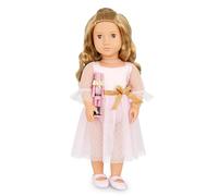 Our Generation Poupée Ballerine de 45,7 cm - Yeux Marron réalistes et Cheveux blonds ondulés - Robe de Ballet et poupée cassée à Noix Rose - Pretend Play - Toys for Kids Ages 3 & Up - Natasha