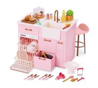 Our Generation - OG Cooking Island - Jeu de Cuisine et Lave-Vaisselle - Meubles de Maison de poupée et Aliments pour Jouets - Accessoires pour poupées de 46 cm - Jouer à Faire Semblant - 3 Ans et +