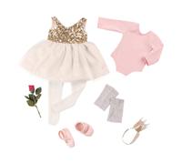 Our Generation – Tenue deluxe Robe de danse – Robe et justaucorps à paillettes – Poupées 46 cm