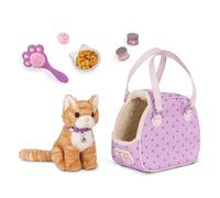 Our Generation - Porte-chat Hop In - Sac de transport pour animaux de compagnie et jouets d'entretien - Peluche Chat Tabby - Accessoires pour poupées de 46 cm - Jouer à faire semblant - 3 ans et +