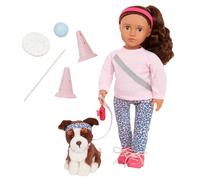 Our Generation Poupée et Animal de Compagnie de 46 cm - Border Collie Chien en Peluche de 15 cm - Accessoires de Parcours d'obstacles - Jeu de rôle - Jouet pour Enfants à partir de 3 Ans - Natalia &