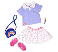 Our Generation Rainbow Academy Tenue Scolaire Multicolore avec Accessoires Arc-en-Ciel pour poupées de 45,7 cm - Ensemble de vêtements 5 pièces