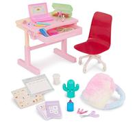 Our Generation - Rêves d'école - Ensemble de Bureau inclinable - Sac d'école, Lampe Lumineuse et Fournitures - Accessoires pour poupées de 46 cm - Jouer à Faire Semblant - 3 Ans et +