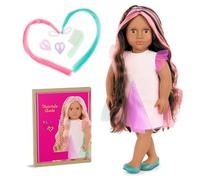 Our Generation - Tania - Poupée à Cheveux de 46 cm - Yeux Bruns réalistes et Cheveux Arc-en-Ciel Ultra-Longs - Tresse Extensible et Accessoires de Coiffure - Jouer à Faire Semblant - 3 Ans et +