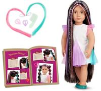 Our Generation - Tina - Poupée à Cheveux de 46 cm - Yeux Bruns réalistes et Cheveux Arc-en-Ciel Ultra-Longs - Tresse Extensible et Accessoires de Coiffure - Jouer à Faire Semblant - 3 Ans et +