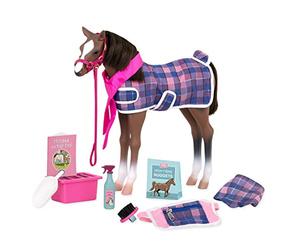 Our Generation - Toy Horse - Grooming & Feeding Set - 18-inch Doll Accessories - Pretend Play - Toys for Kids Ages 3 & Up - Quarter Horse Foal