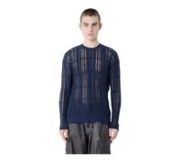 Our Legacy - Pull à Col Rond en Maille Échelle - Homme - Pulls - Bleu - Taille: L