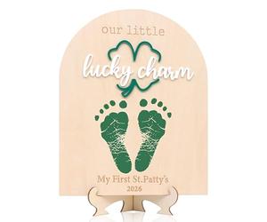 Our Little Lucky Charm Footprint - Signes de première fête pour nouveau-né, fournitures de décoration pour la Saint-Patrick