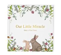 Our Little Miracle Baby Memory Book - 100 pages - Livre souvenir pour bébé avec motif mignon - Livre de première année pour bébé, livre d'étapes importantes pour bébé garçon et fille, livre de bébé