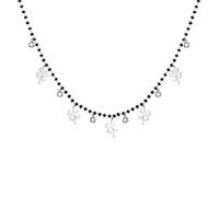 Ouran Collier pendentif trèfle à quatre feuilles pour femme, collier chaîne en acier inoxydable plaqué argent rose et or avec cristal (Plaqué argent)