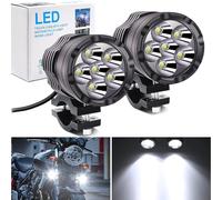 Ourbest 60W LED Phares Avant Pour Moto,12-60V Blanc Phares Avant Moto, 6000LM Feux Additionnels Moto, 6000K IP68 Pour Moto ATV SUV Camion Bateau (2Pcs)