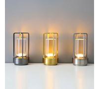 OURDEZHI Lampe Lanterne en Cristal Lumisom, Lanterne en Cristal, Lampe De Table sans Fil, 3 Couleurs à Gradation Continue, Lampe De Bureau LED Portable Rechargeable pour Chambre à Coucher (Argent)