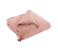 OUREA - Chemin de Lit 90x200cm Capitonné Gaze de Coton Rose Pêche
