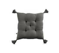 OUREA - Coussin Capitonné 40x40cm avec Pompons Gaze de Coton Granit -