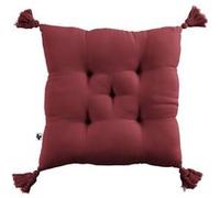 OUREA - Coussin Capitonné 40x40cm avec Pompons Gaze de Coton Lie de Vin - Altobuy
