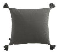 OUREA - Coussin Déhoussable 40x40cm avec Pompons Gaze de Coton Granit - Altobuy