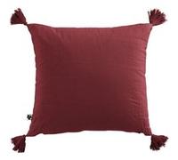OUREA - Coussin Déhoussable 40x40cm avec Pompons Gaze de Coton Lie de Vin -