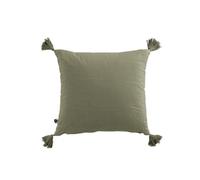 OUREA - Coussin Déhoussable 40x40cm avec Pompons Gaze de Coton Romarin - Altobuy