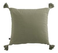 OUREA - Coussin Déhoussable 40x40cm avec Pompons Gaze de Coton Romarin - Altobuy