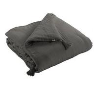 OUREA - Couvre-pied 150x150cm Capitonné Gaze de Coton Granit -