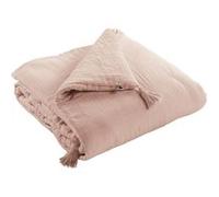 OUREA - Couvre-pied 150x150cm Capitonné Gaze de Coton Guimauve -