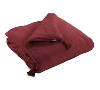 OUREA - Couvre-pied 150x150cm Capitonné Gaze de Coton Lie de Vin -