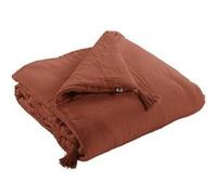 OUREA - Couvre-pied 150x150cm Capitonné Gaze de Coton Terracotta - Altobuy