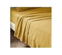 OUREA - Drap Plat 270x300cm Gaze de Coton Safran - Altobuy Jaune