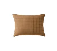 OUREA MOTIF - Taie d'Oreiller 50x70cm Gaze de Coton Camel à Grands Carreaux -