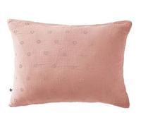 OUREA MOTIF - Taie d'Oreiller 50x70cm Gaze de Coton Rose Pêche à Fleurs Ajourées -