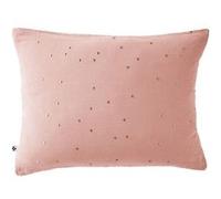 OUREA MOTIF - Taie d'Oreiller 50x70cm Gaze de Coton Rose Pêche à Pois Dorés -