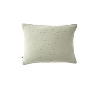 OUREA MOTIF - Taie d'Oreiller 50x70cm Gaze de Coton Vert d'Eau à Pois Dorés -