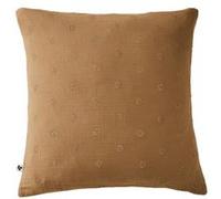 OUREA MOTIF - Taie d'Oreiller 60x60cm Gaze de Coton Camel à Fleurs Ajourées -