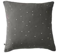 OUREA MOTIF - Taie d'Oreiller 60x60cm Gaze de Coton Granit à Pois Dorés - Altobuy Gris
