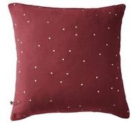 OUREA MOTIF - Taie d'Oreiller 60x60cm Gaze de Coton Lie de Vin à Pois Dorés -