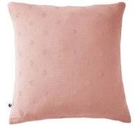 OUREA MOTIF - Taie d'Oreiller 60x60cm Gaze de Coton Rose Pêche à Fleurs Ajourées -