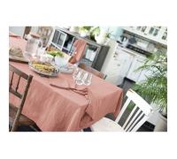 OUREA - Nappe Rectangulaire 150x250cm Gaze de Coton Rose Pêche