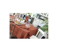 OUREA - Nappe Rectangulaire 150x250cm Gaze de Coton Terracotta -