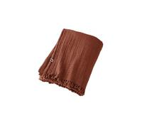 OUREA - Plaid à Franges 130x160cm 4 Epaisseurs Gaze de Coton Terracotta - ACTOME