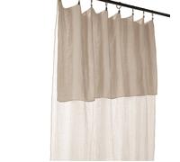 OUREA - Rideau Ajustable 140x300 cm Gaze de Coton Pampa + 8 Anneaux Pince