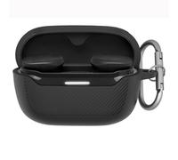 OURHZTB Coque de protection en silicone compatible avec les écouteurs JBL Endurance Race 2, coque en silicone souple, résistante aux chocs et aux chutes avec mousqueton (noir)