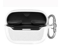 OURHZTB Coque de protection en silicone compatible avec les écouteurs JBL Endurance Race 2, coque en silicone souple, résistante aux chocs et aux chutes avec mousqueton (blanc)